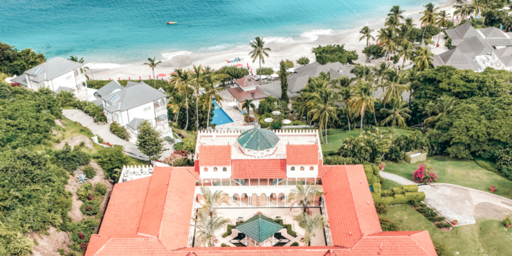 Body Holiday Saint Lucia – Beachfront Resort Aerial View erial view of Body Holiday resort in Saint Lucia, nestled along a white-sand Caribbean beach.